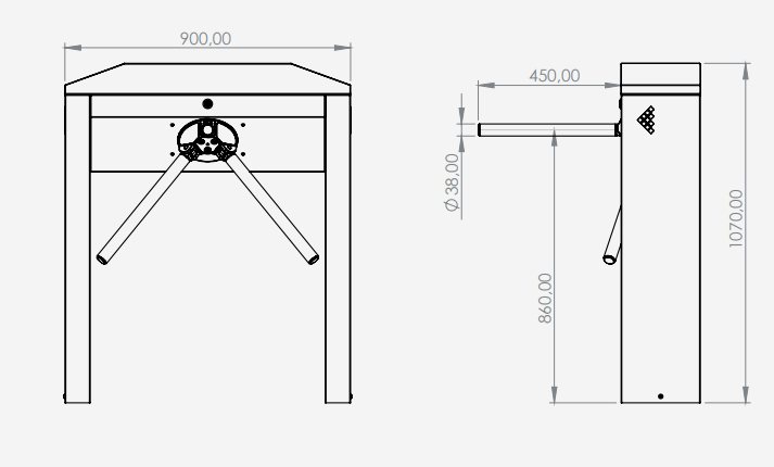Tripod Turnstile with Angle Cover - SCT100-A